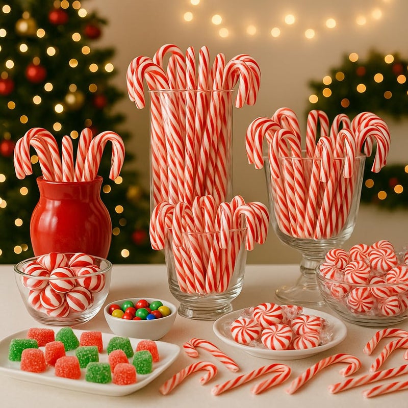 MUCHAI INNOVATIONS Candy Canes Peppermint Flavored 120 Pieces Individually Wrapped Red & White - Holiday Edible Regular Size Bulk Pack Candy Cane - Image 5