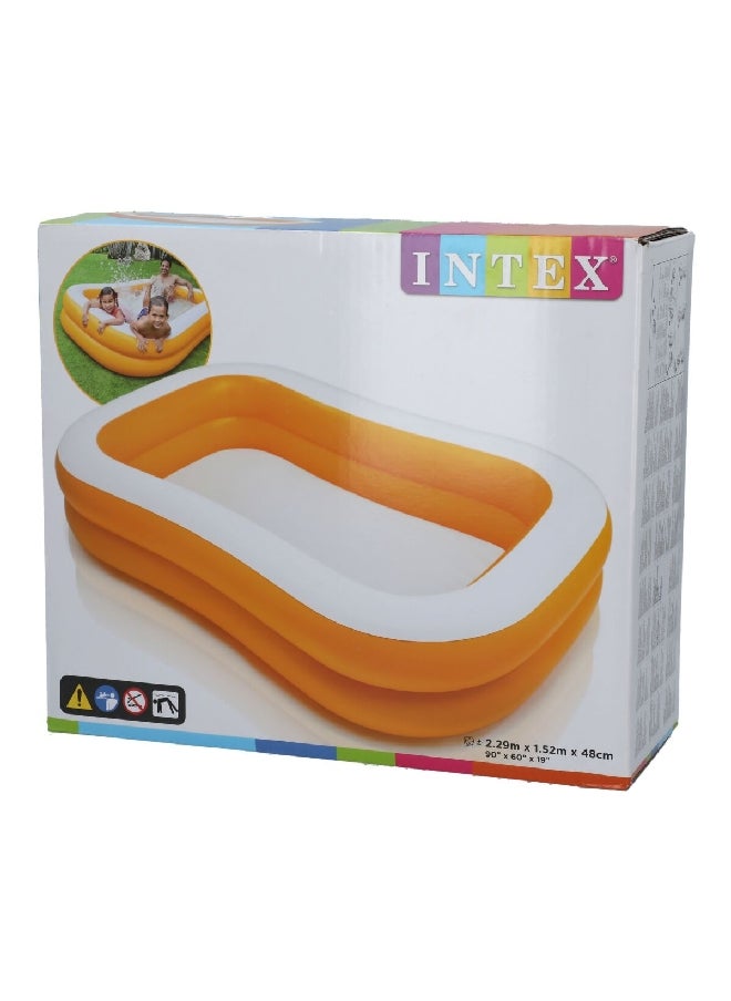 INTEX Vinyl Inflatable Rectangular Swim Center Family Pool White and Orange 600 L 57181  - Image 3