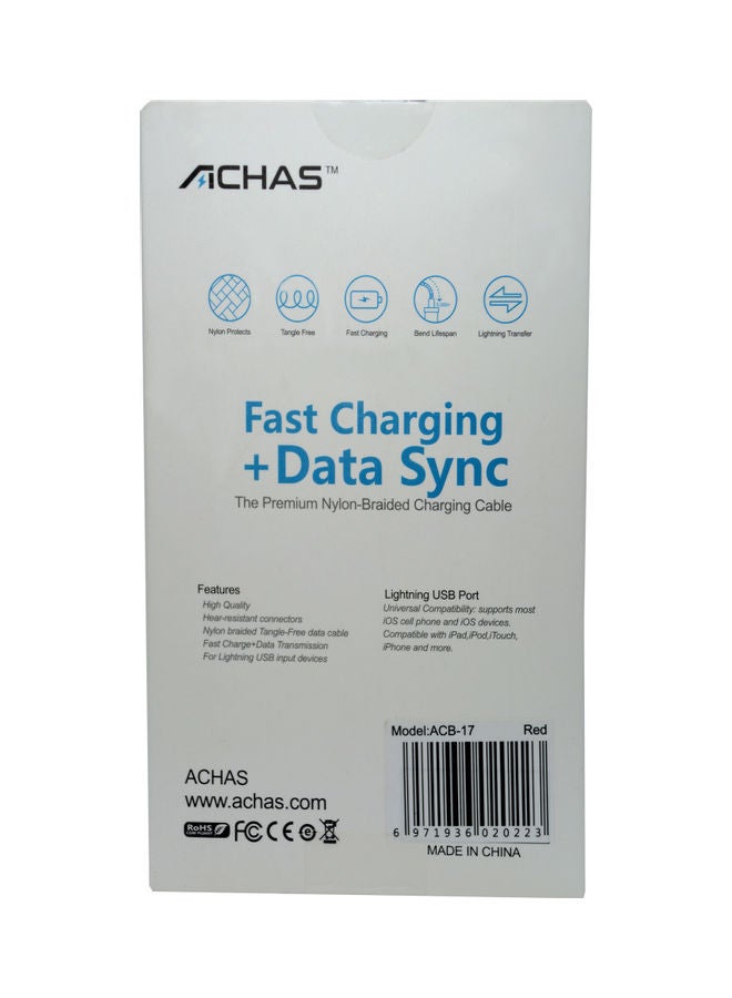 ACHAS Fast Charging Cable Red/Black - Image 2