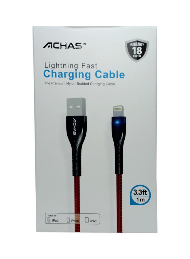 ACHAS Fast Charging Cable Red/Black - Image 1