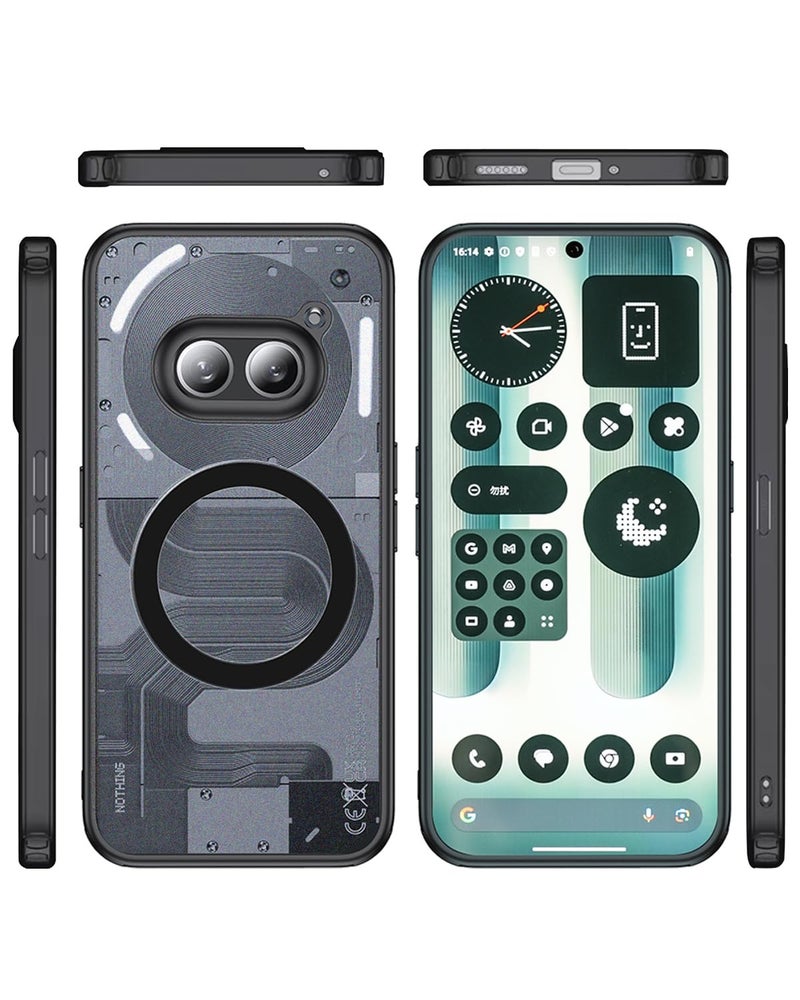 حالات Zkius لهاتف Nothing Phone 2a2a Plus 5G متوافقة مع MagSafe حماية مضادة للصدمات من الدرجة العسكرية غلاف هاتف مغناطيسي لهاتف Nothing Phone 2a a Plus 5G شفاف أسود
