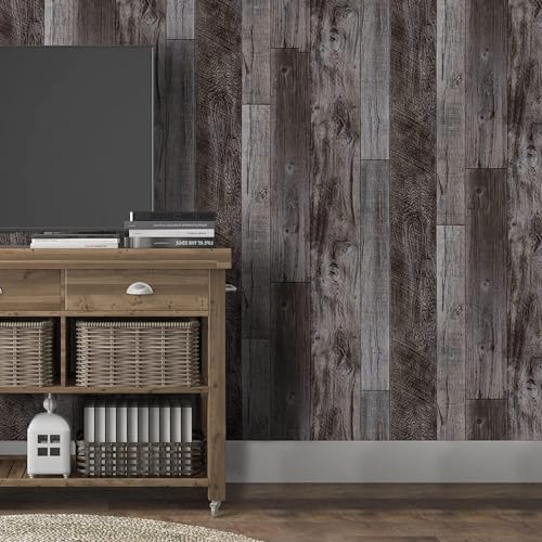 Yun-aeon Gray Wood Peel and Stick Wallpaper 17.3" X 400" Self Adhesive Wallpaper Backsplash Line Removable Wall Paper Bathroom Old Furniture Renovation Furniture - Image 2