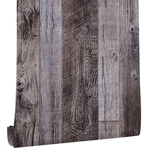 Yun-aeon Gray Wood Peel and Stick Wallpaper 17.3" X 400" Self Adhesive Wallpaper Backsplash Line Removable Wall Paper Bathroom Old Furniture Renovation Furniture - Image 1