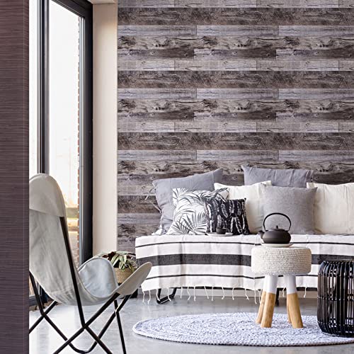 Yun-aeon Gray Wood Peel and Stick Wallpaper 17.3" X 400" Self Adhesive Wallpaper Backsplash Line Removable Wall Paper Bathroom Old Furniture Renovation Furniture - Image 3