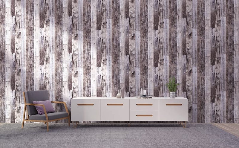 Yun-aeon Gray Wood Peel and Stick Wallpaper 17.3" X 400" Self Adhesive Wallpaper Backsplash Line Removable Wall Paper Bathroom Old Furniture Renovation Furniture - Image 4