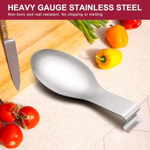 INKULTURE Stainless Steel Spoon Rest for Home & Kitchen, Pack 01 Pcs | Extra Large | Spatula Ladle Holder | Spoon Rest Holder - Image 3