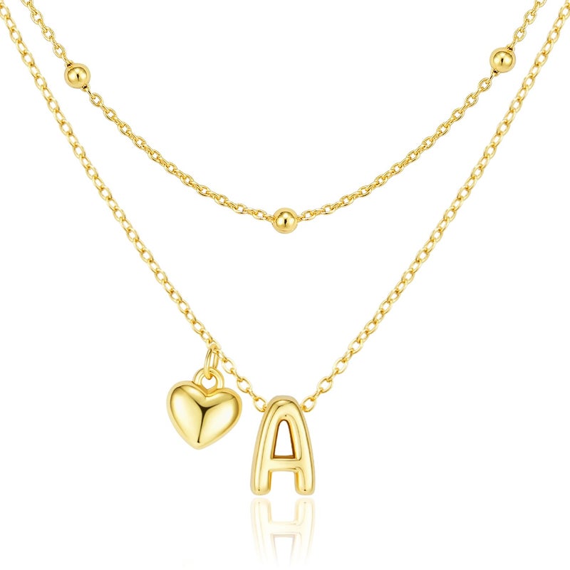 adoyi Easter Basket Stuffers Initial Necklaces for Women Hers Dainty 14K Gold Plated Heart Layered Letter A Pendant Necklace Stack Trendy Jewelry Birthday Valentines Gifts for Women Jewelry - Image 1