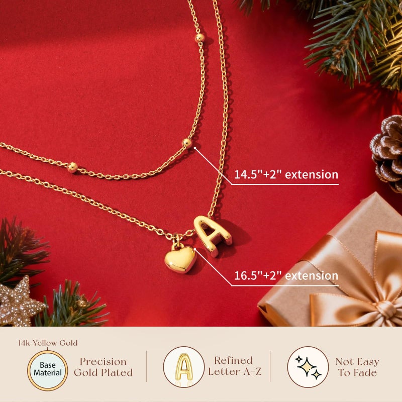 adoyi Easter Basket Stuffers Initial Necklaces for Women Hers Dainty 14K Gold Plated Heart Layered Letter A Pendant Necklace Stack Trendy Jewelry Birthday Valentines Gifts for Women Jewelry - Image 5