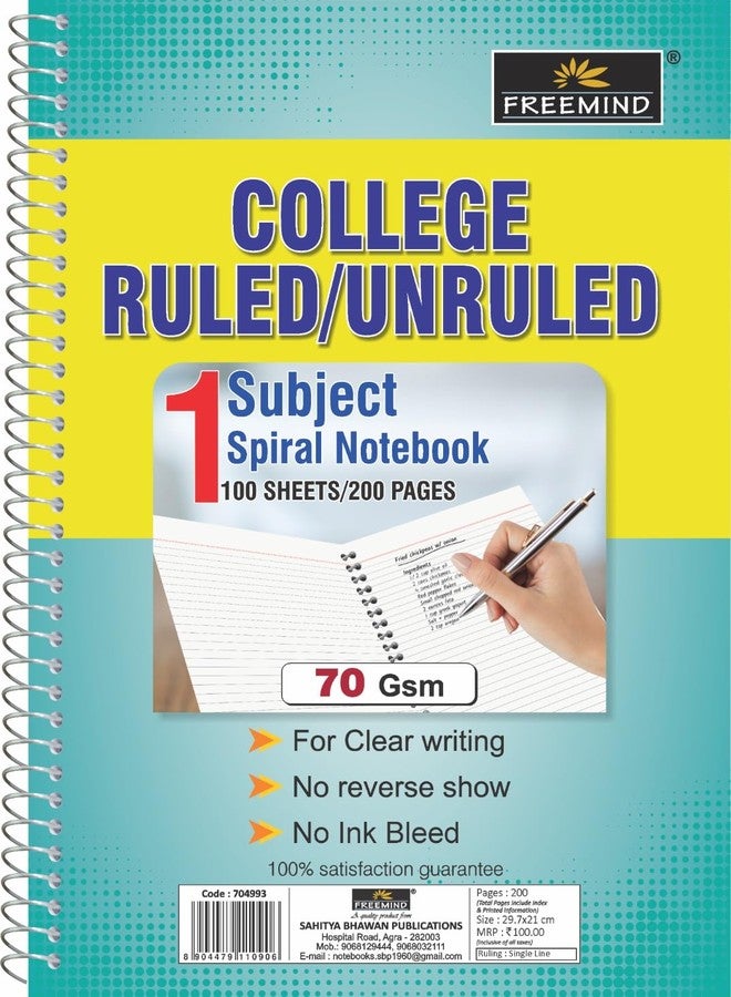 Freemind A4 Spiral Notebook Single Line 200 Pages Pack Of 4