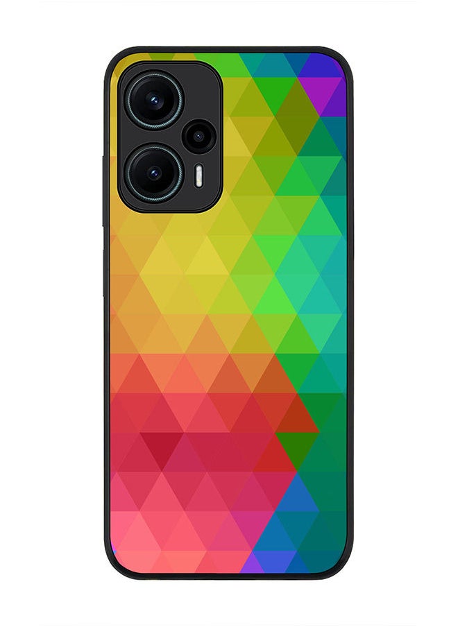 Stylizedd Rugged Black edge case for Xiaomi Poco F5 5G / Xiaomi Redmi Note 12 Turbo 5G Slim fit Soft Case Flexible Rubber Edges Anti Drop TPU Gel Thin Cover - Tropical Prism  - Image 1