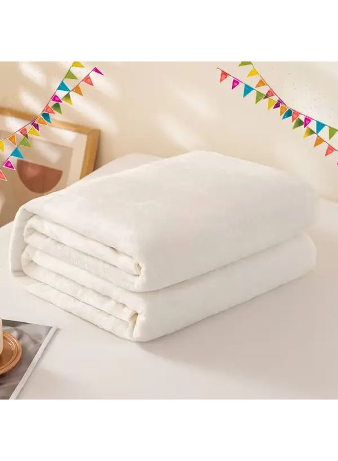 Heavy Duty Flannel Bedspread Throw Blanket Pearl White Size 27 56x39 37 Inch - Image 1