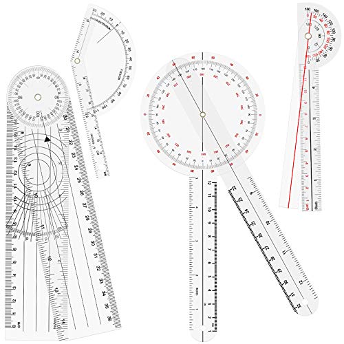 OIIKI 4PCS Goniometer Set, Including Finger Goniometer, 6" Goniometer, 180 Degree 6" Goniometer, 8inch Spinal Goniometer - Image 1
