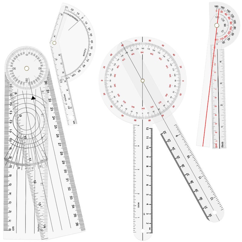 OIIKI 4PCS Goniometer Set, Including Finger Goniometer, 6" Goniometer, 180 Degree 6" Goniometer, 8inch Spinal Goniometer - Image 4