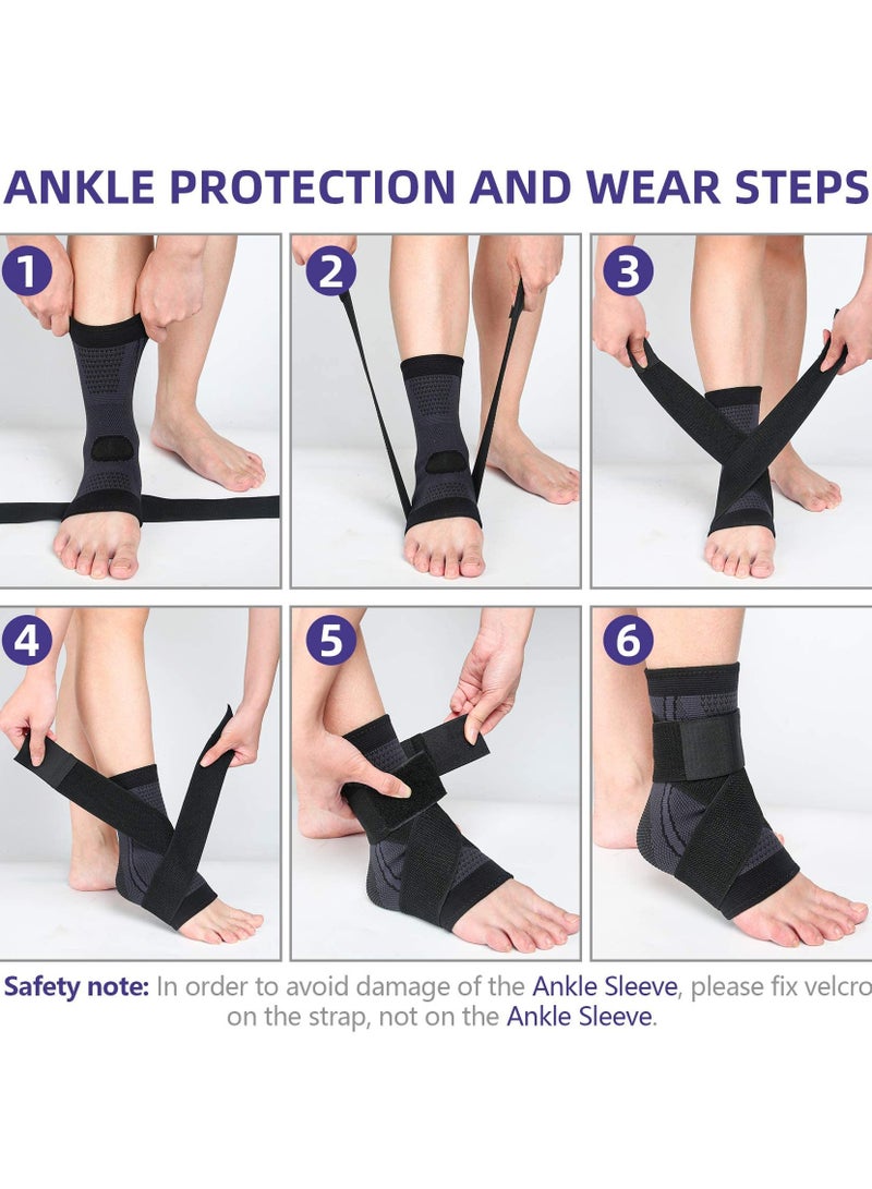 Cuken Ankle Braces, Adjustable Compression Ankle Support Men and Women, For Achilles Tendon Support and Plantar Fasciitis, Stabilize Ankle Brace-Eases Ankle Joint Uncomfortable and Sprained Ankle (Black)  - Image 3