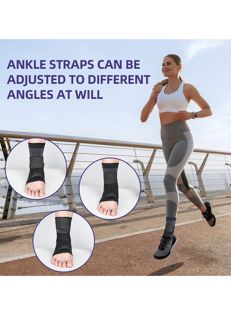 Cuken Ankle Braces, Adjustable Compression Ankle Support Men and Women, For Achilles Tendon Support and Plantar Fasciitis, Stabilize Ankle Brace-Eases Ankle Joint Uncomfortable and Sprained Ankle (Black)  - Image 4