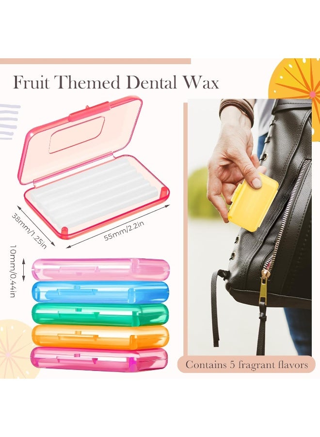 Geiserailie 5 Pack Braces Wax For Teeth New Flavored Dental Orthodontic Wax With Applicator Scraper For Braces Wearer, Oral Appliances, Aligners Patients,5 Fruit Flavors - Image 2