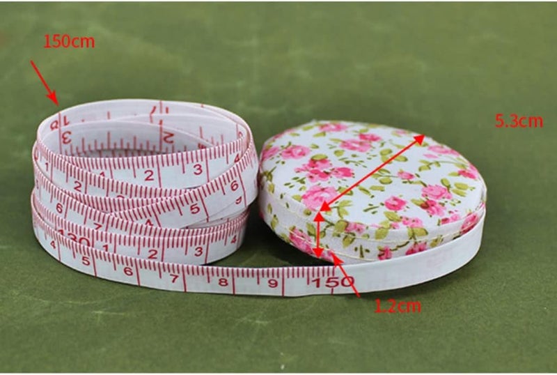 klarako 1.5M Soft Tape Ruler Automatic Telescopic Type Band Tape Flexible Rule Length Measuring Tool for Length Measurement klarakoPink Flower - Image 5