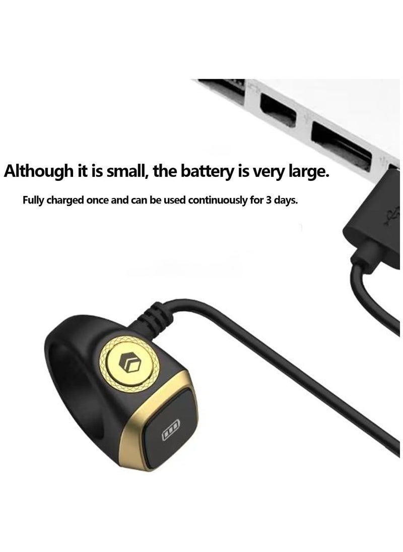 iQIBLA Smart Tasbih Zikr Ring- Muslim Prayer- Prayer timing reminder- OLED display- Tasbih Counter- Smart Ring- Wearable Technology- Waterproof Black 18 mm- USB  - Image 2