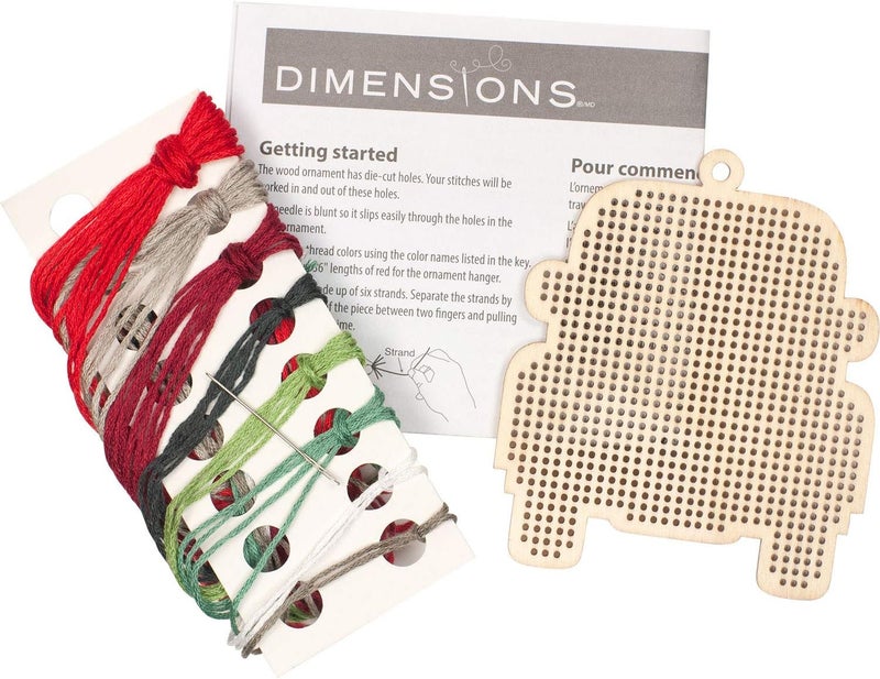Dimensions Counted Cross Stitch, Vintage Truck Wooden Christmas Ornament Craft Kit, 1 Pc - Image 4