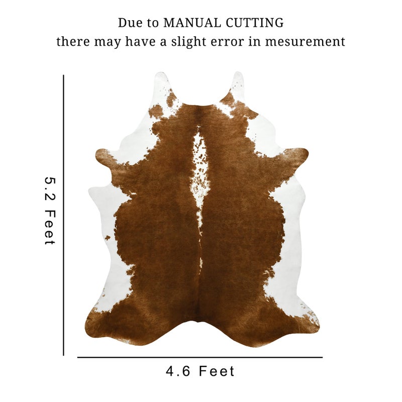 BENRON Premium Cowhide Rug Accent Western Rug 4.6x5.2ft Faux Cow Hide Rug Rustic Animal Rug Cute Cow Print Rug Stylish Rugs for Living Room Bedroom Leahther Carpets for Cowboy Cowgirl Khaki Brown - Image 4