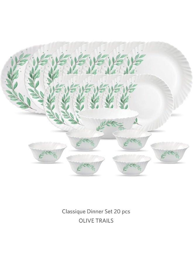 La Opala Diva Classique Dinner Set 20 Pcs Olive Trails
