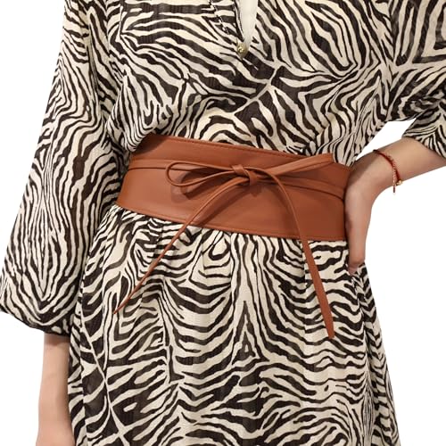 FASHIONGEN - Woman Italian leather Obi belt, CASSIANE - Camel, L-XL - Image 3