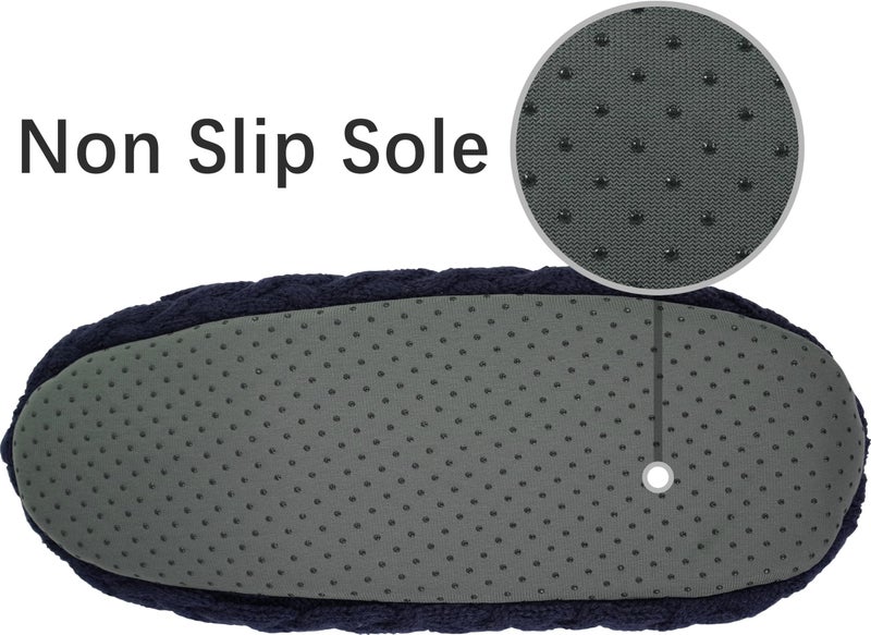 BenSorts Winter Slipper Socks for Men Gift Warm Cozy Soft Fleece House Socks Slipper Non Skid with Grippers 2 Pairs Black Blue Size 10 11 12 13 - Image 5