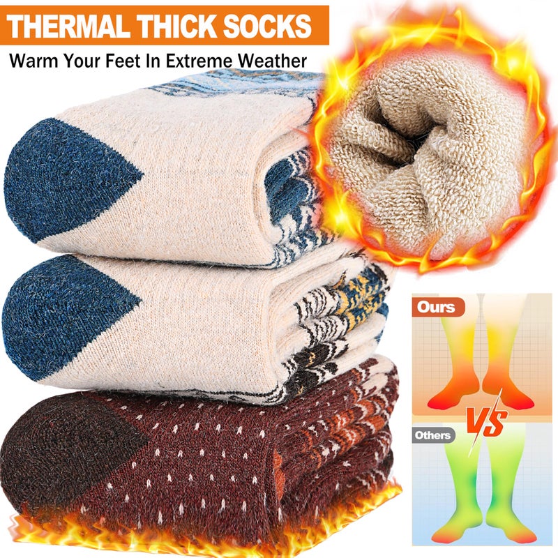 Welwoos Merino Wool Ski Socks for Womens Mens Thermal Winter Warm Thick Knee High Gift Sock Stocking Stuffers for Skiing Outdoor Sports Snowboarding 3 Pairs(Nordic,L) - Image 2