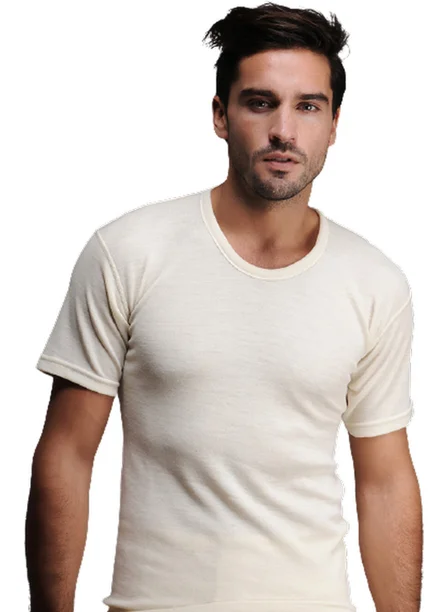 Hasyün Ecru Color Short Sleeve Wool Undershirt