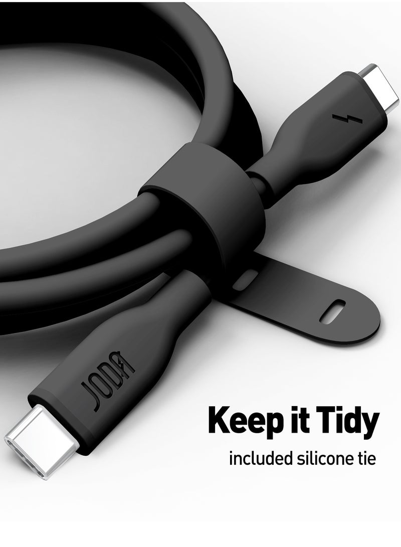 جودا كابل سليب سي - 60W سيليكون 1 متر - أسود، متين وأنيق، مثالي للاستخدام اليومي، يُستخدم لشحن الهواتف الذكية، اللابتوبات، والأجهزة اللوحية بسرعة عالية ⚡. مع تصميم عملي وأنيق، يمكن لهذا الكابل أن يتحمل ما يصل إلى 30,000 طية دون تلف 🔄. - Image 5