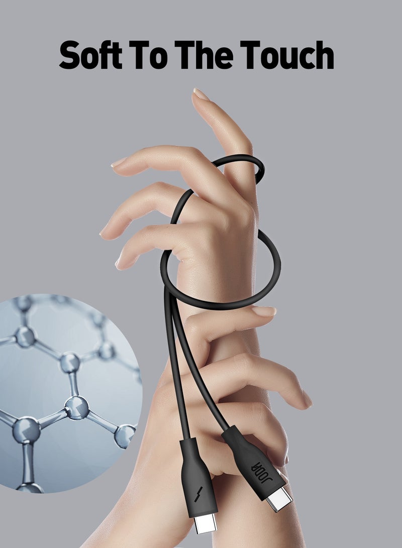 جودا كابل سليب سي - 60W سيليكون 1 متر - أسود، متين وأنيق، مثالي للاستخدام اليومي، يُستخدم لشحن الهواتف الذكية، اللابتوبات، والأجهزة اللوحية بسرعة عالية ⚡. مع تصميم عملي وأنيق، يمكن لهذا الكابل أن يتحمل ما يصل إلى 30,000 طية دون تلف 🔄. - Image 4