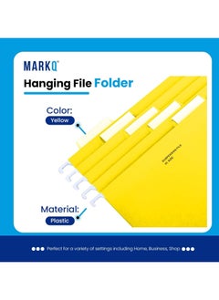 MARKQ Hanging File Folders, Pack of 10 Yellow Suspension Files for Filing Cabinet Folders School Home Work Office Organization  - Image 3