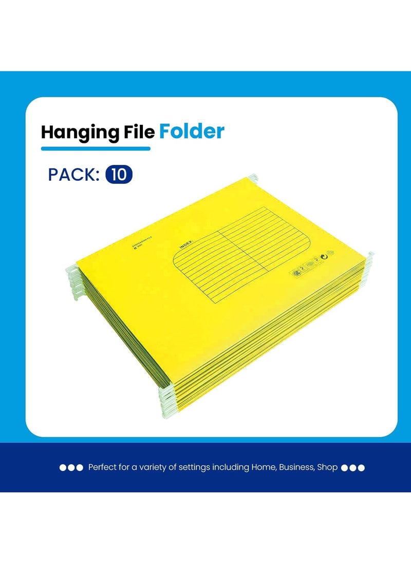 MARKQ - Hanging File Folders, Pack of 10 Yellow Suspension Files for Filing Cabinet Folders School Home Work Office Organization - Image 1