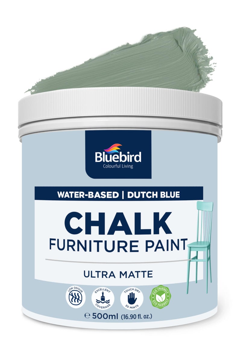 BLUEBIRD Chalk Furniture Paint 500 ML 169 fl oz for Furniture Home Dcor Cabinets and More Dutch Blue - Image 2