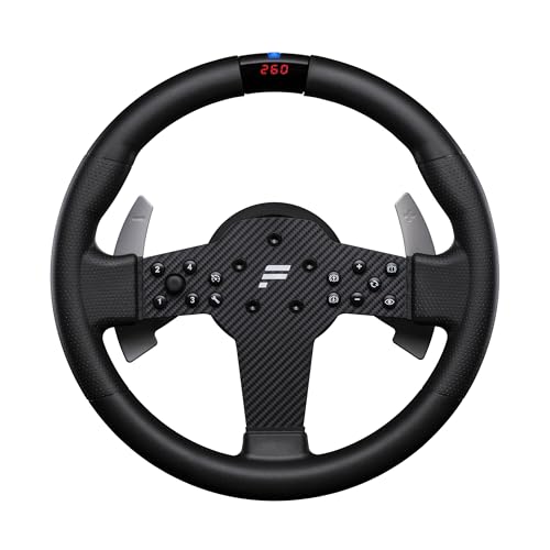 FANATEC Sim Racing CSL Steering Wheel P1 V2 QR2 LITE Rubberised Grip RevStripe LED Display Metal Shifter Paddles QR2 LITE WheelSide Preinstalled PC - Image 1