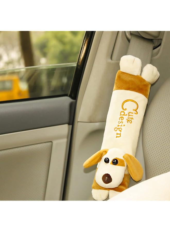 KASTWAVE Baby Car Seat Strap Cover Seat Belt Cushions Pads Shoulder Protectors Seat Belt Cover For Kids Baby Car Seat Neck Cover Soft Plush Cute Dog Design Protector Pad Belt Pillow For Adult Child - Image 2