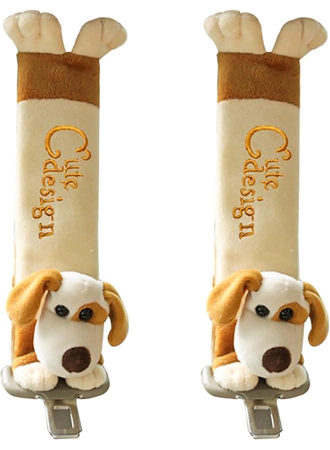 KASTWAVE Baby Car Seat Strap Cover Seat Belt Cushions Pads Shoulder Protectors Seat Belt Cover For Kids Baby Car Seat Neck Cover Soft Plush Cute Dog Design Protector Pad Belt Pillow For Adult Child - Image 1