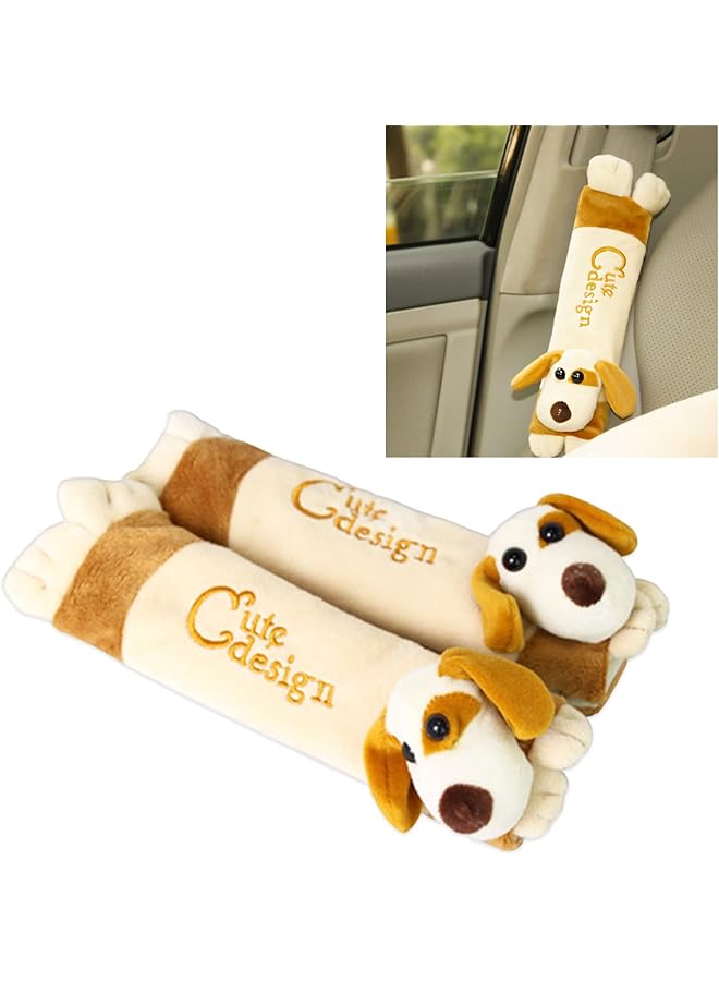 KASTWAVE Baby Car Seat Strap Cover Seat Belt Cushions Pads Shoulder Protectors Seat Belt Cover For Kids Baby Car Seat Neck Cover Soft Plush Cute Dog Design Protector Pad Belt Pillow For Adult Child - Image 3