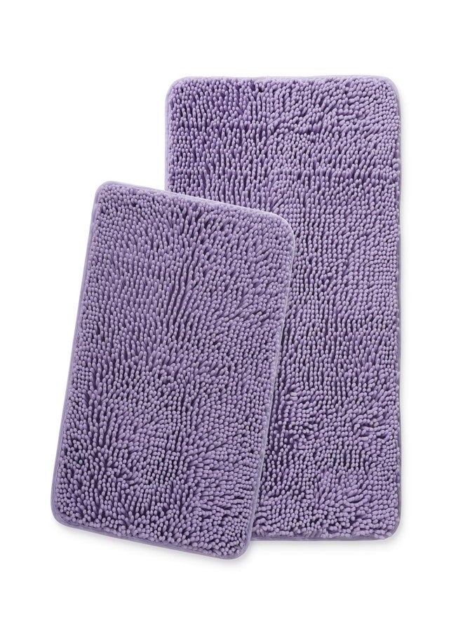 Yeaban Bathroom Rugs Sets 2 Piece - Thick Chenille Bath Mats | Absorbent and Washable Bath Rug Non-Slip, Plush Rugs for Bathroom, Shower, Sink(Lavender, 17"x24" and 20"x32") - Image 1