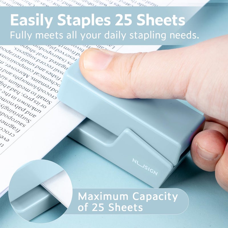 Nusign Mini Stapler With 830 Staples  Small Cute Desk Staplers  25 Sheet Capacity  Blue - Image 2