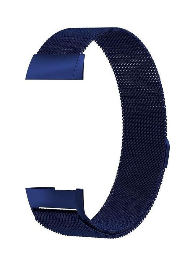 NIBEMINENT Stainless Steel Magnet Wrist Strap for Fitbit Charge 4 Blue - Image 3