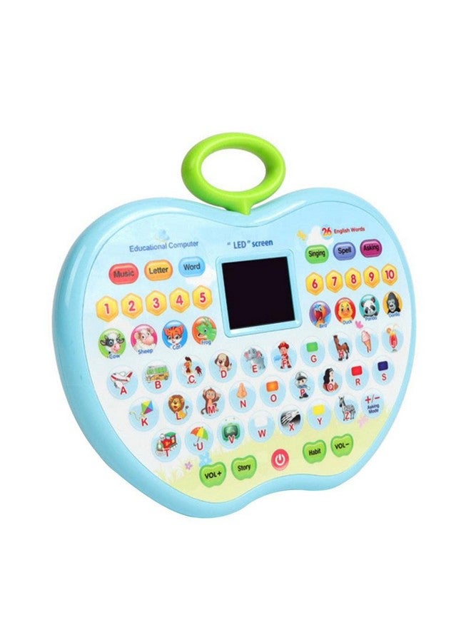 vGRASSP VGRASSP Apple Shape Educational Mini Computer Laptop Toy for Kids LED Display and Fun Music for Learning Alphabets Numbers Words and Animals (Blue)  - Image 1