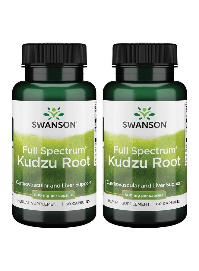 Swanson Full Spectrum Kudzu Root - Herbal Supplement Supporting Heart Health & Liver Health - May Support Healthy Blood Pressure & Cholesterol Levels - (60 Capsules, 500mg Each) (2 Pack)