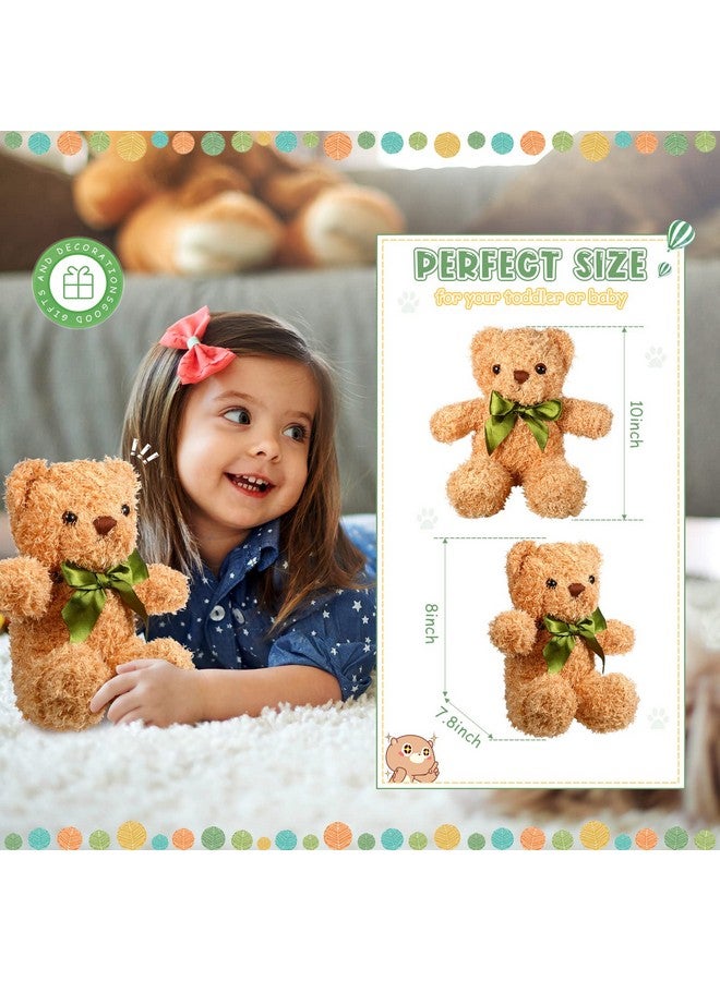 Zhanmai 9 Pieces Cute Bear Stuffed Animals 10 Inch Soft Plush Stuffed Bears Toy Gift Bulk with Bow Tie Kids Boys Girls Graduation Baby Shower Birthday Party Gift(Golden) - Image 2