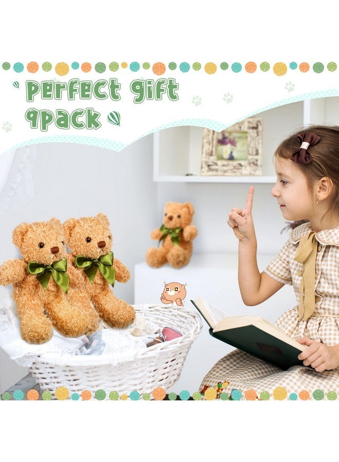 Zhanmai 9 Pieces Cute Bear Stuffed Animals 10 Inch Soft Plush Stuffed Bears Toy Gift Bulk with Bow Tie Kids Boys Girls Graduation Baby Shower Birthday Party Gift(Golden) - Image 3