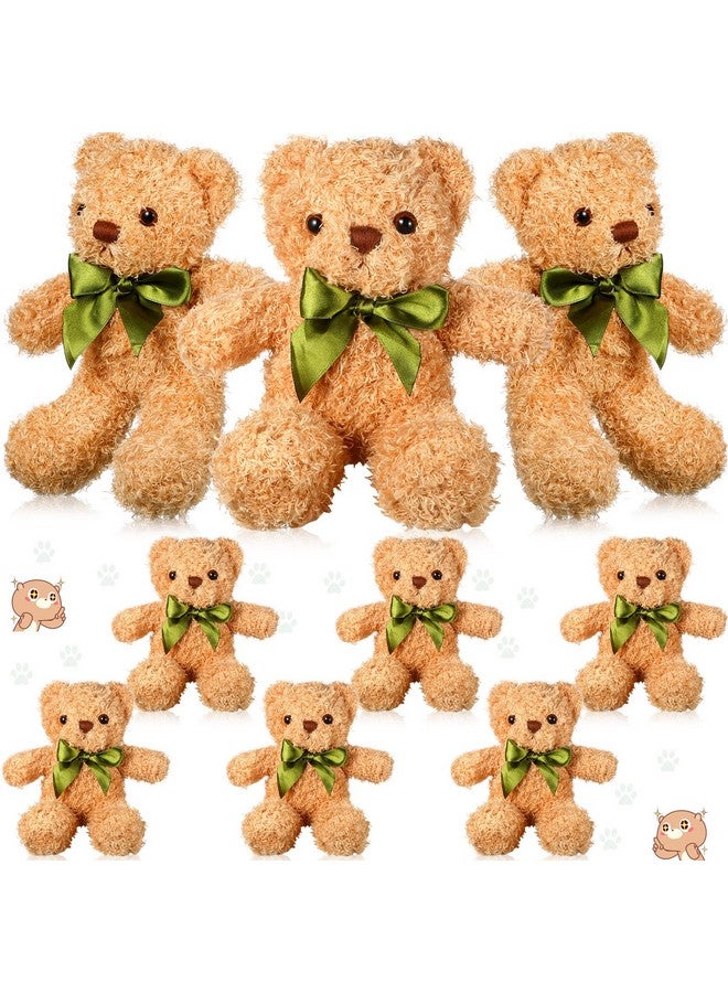 Zhanmai 9 Pieces Cute Bear Stuffed Animals 10 Inch Soft Plush Stuffed Bears Toy Gift Bulk with Bow Tie Kids Boys Girls Graduation Baby Shower Birthday Party Gift(Golden) - Image 1