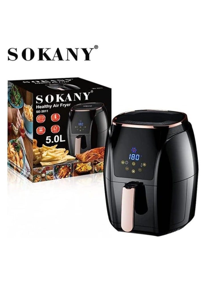 سوكاني SK-3011 مقلاة هوائية صحية رقمية باللون الأسود سعة 5 لتر 1500 وات - جهد إمداد 220 فولت و50 هرتز - Image 2