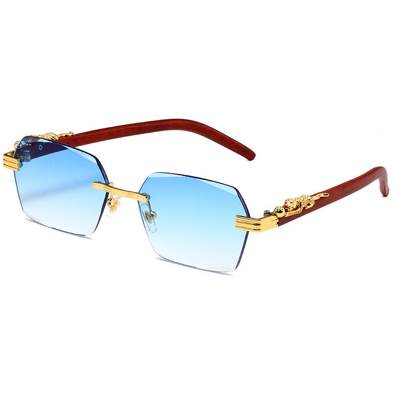 New Retro Wood Grain Temple Sunglasses Trendy High-End Cut-Edge Leopard Sunglasses Women'S Driving Square Frame Glasses - Image 5