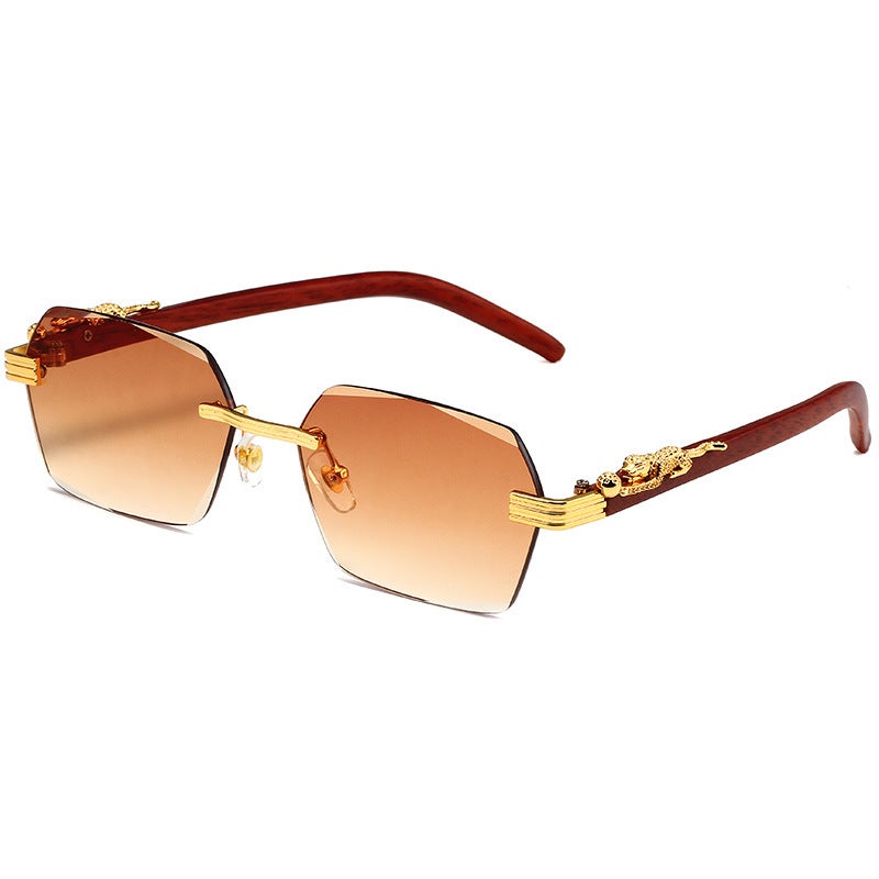 New Retro Wood Grain Temple Sunglasses Trendy High-End Cut-Edge Leopard Sunglasses Women'S Driving Square Frame Glasses - Image 4