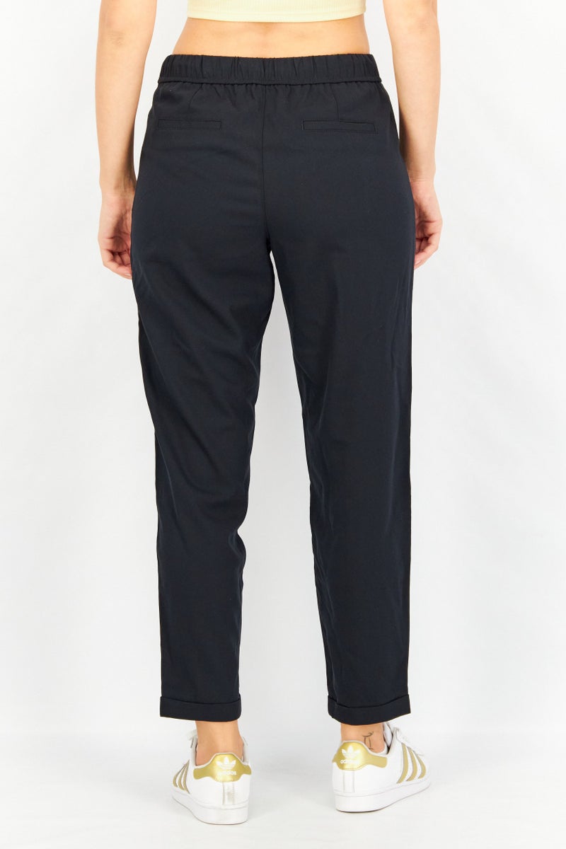 ESPRIT Women Drawstring Solid Pants, Black - Image 2